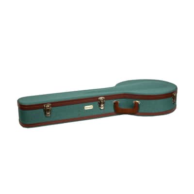 Crossrock Master Series - Wooden 5-string Resonator styles of Banjos Case - Security Lock, Genuine Leather Handle, Reinforced Hardware, Metal Feet, Storage Space- Malachite Blue Tweed image 3