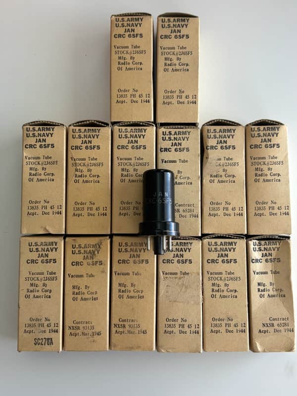 Lot Of (15) JAN RCA 6SF5 Vacuum Tubes Circa-1944-1945-Metal image 1