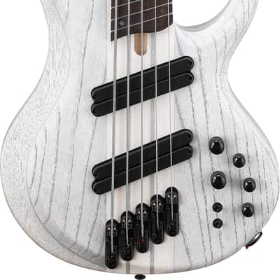 Ibanez BTB865MS Bass Workshop Multi-Scale 5-String Bass Guitar, Panga Panga Fingerboard, Transparent White Flat image 1