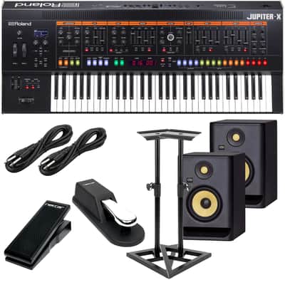 Roland JUPITER-X Synthesizer, (2) KRK RP5G4 Monitor, Monitor Stands, Sustain Pedal, Nektar NX-P, (2) 1/4 Cables Bundle