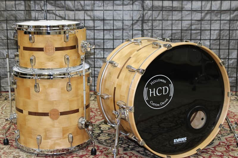 Holloman Custom Drums Maple/Walnut Drum Set - hand rubbed urethane over Danish oil image 1