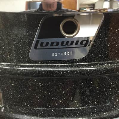 Ludwig LM404 Acrolite 5x14" 8-Lug Aluminum Snare Drum with Black/White Badge 1994 - 2012 - Black Galaxy Mint! image 9