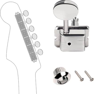 Vintage Guitar Tuning Pegs Keys 15:1 Ratio 1+4+1 Guitar String Tuning Machines 8mm (5/16") for Fender/Squier Classic Vibe Tele Strat ST Guitar Pack of 6 JT/JXQ-07 Nickel image 2