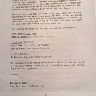 Linn 9000 Preliminary Owners Manual image 2