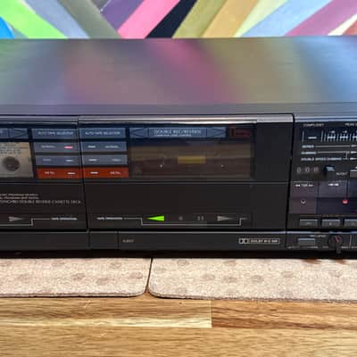 SANSUI D-W10 Twin Auto Reverse Cassette Deck Made in Japan Headphone Jack Black image 5