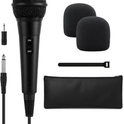 Wired Dynamic Microphone - Vocal Mic with 15ft Cable and 1/4-Inch to 3.5mm Adapter, Cardioid Karaoke Microphone for Singing, DJ, PA System, Podcasting, Public Speaking Microfono image 1