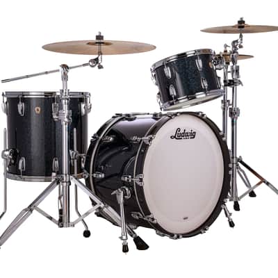 Ludwig Classic Maple Hybrid Black Sparkle Fab 14x22_9x13_16x16 Drums Shell Pack | Made in the USA | NEW | Authorized Dealer image 1