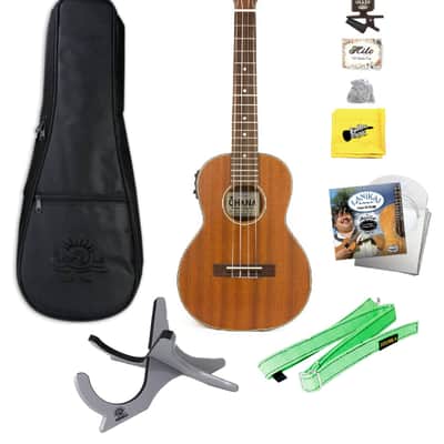 Ohana TK-14E Electric Tenor Ukulele with Bag, Tuner, Strings, Stand, More image 1