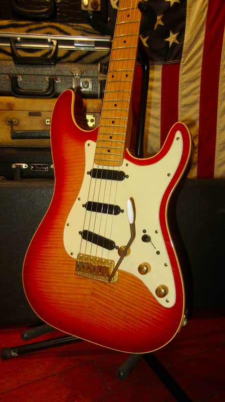 1985 Schecter Super Strat Stratocaster Sunburst Flame Top image 1