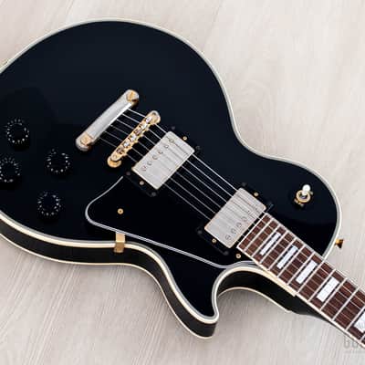 2000 Epiphone by Gibson Les Paul Custom Black Beauty LPC-80 w/ Case & Open Book Headstock, Japan Fujigen image 8