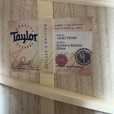 Taylor 324CE Builders Edition Acoustic Electric Guitar Solid Mahogany Serial #: 1205173085 image 9