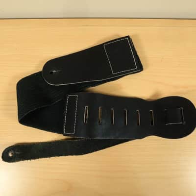 Vintage 90s Bass Guitar Nylon Guitar Strap Black w/ Leather tabs image 3