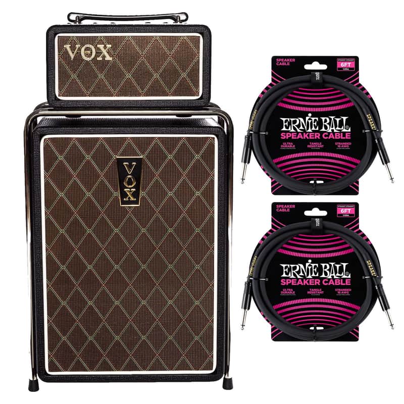 VOX Mini SuperBeetle 25 Stacked Combo Amplifier, (2) ErnieBall Cable Bundle