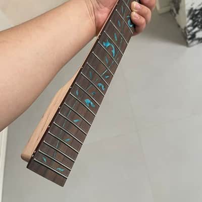 6 String Electric Guitar Neck, 24 Frets, Rosewood fingerboard Maple Neck, Black Reverse Headstock,Blue Tree of Life Inlay, Locking Nut Ready image 7