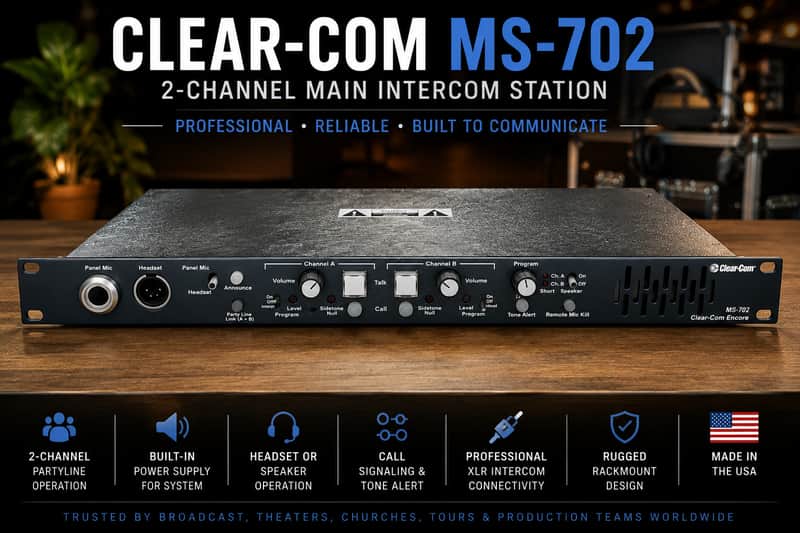 Clear-Com Clear-Com MS-702 2-Channel 1RU Intercom Main Station