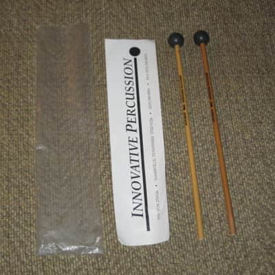 ONE pair new old stock (with packaging) Innovative Percussion James Ross IP906 BRILLIANT XYLOPHONE / GLOCKENSPIEL / BELL Mallets, 1 and 1/8" Black Round Ball (head), Rattan Handle -- BRILLIANT for bright cutting tone, sound, response (from 2019) image 1