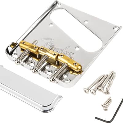 Genuine Fender Top-Load/String-Through Tele Bridge w/Brass Compensated 3-Saddle image 1