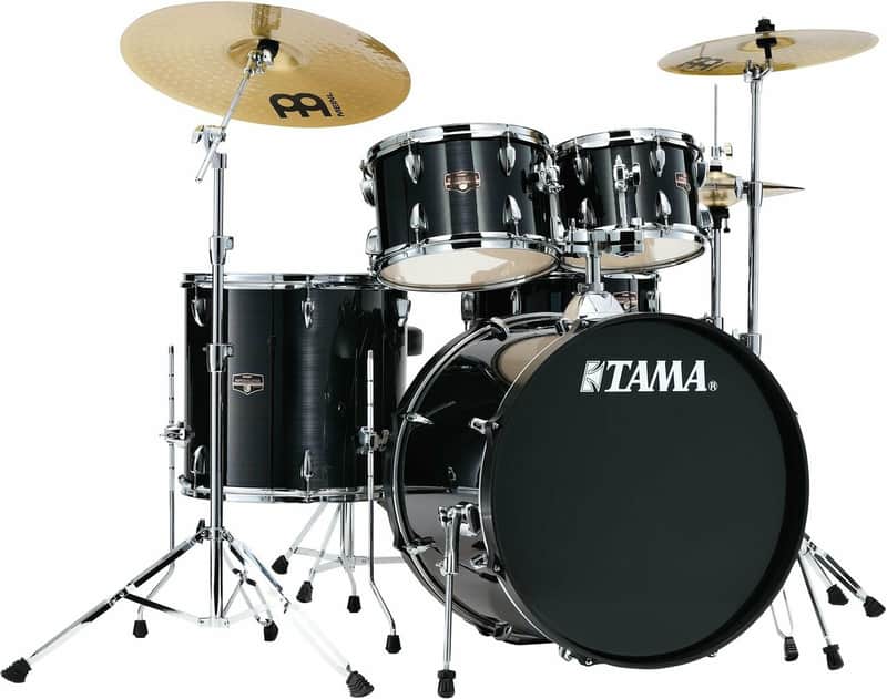 Tama Imperialstar IE52C 5-piece Complete Drum Set with Snare Drum and Meinl Cymbal - Hairline Black image 1