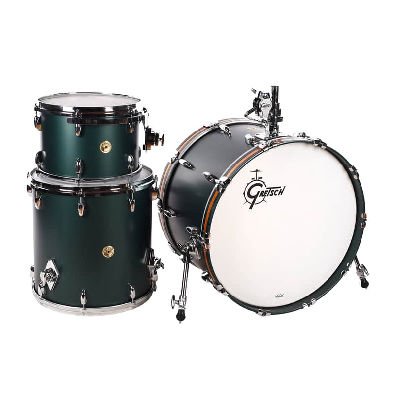 Gretsch USA Custom 13/16/22 3pc. Drum Kit Satin Cadillac Green w/ Bass Drum Tom Mount