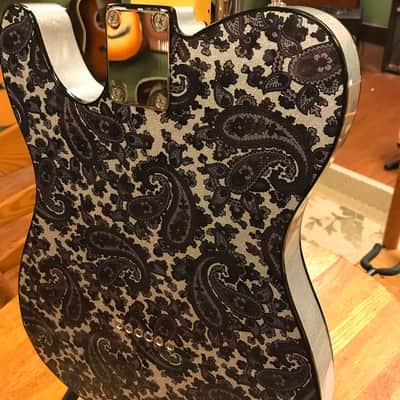 Crook Baritone Telecaster Black Paisley Silver Sparkle Matching Headstock image 19