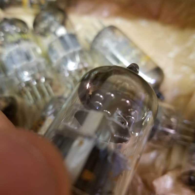 Amperex Pair (2) 6DJ8 AT1000 Weak Vacuum Tubes Heerlen A-frame Orange Globe T5 ECC88 dual triode 1965-1973 image 1