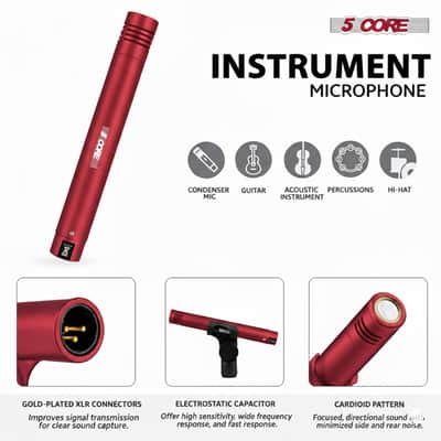 5 Core Conga Mic Snare Tom Set Professional XLR Cardioid Unidirectional Instrument Microphone Kit image 3