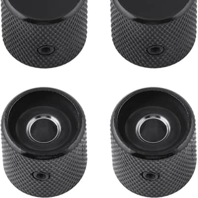 Metal Guitar Knobs Flat Top Control Knobs with Black Knurled Barrels 6mm Split Shafts Volumn Tone Control Knobs Screw Type for Tele Strat Style Electric Guitar or Bass Guitar Pack of 4pcs. image 2