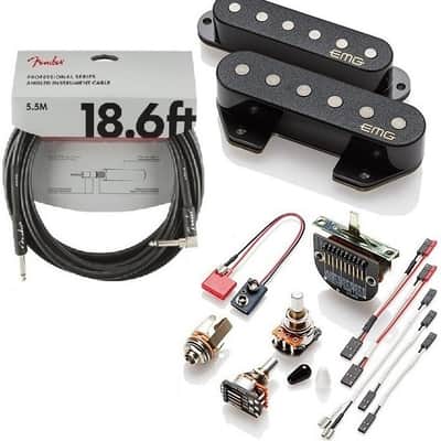EMG T52 BLACK RETRO ACTIVE VINTAGE 1952 PICKUP SET FOR TELE SWITCH POTS & WIRING ( FENDER 18FT ) image 1