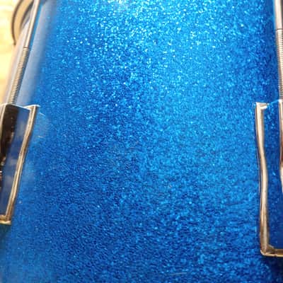 1960s Ludwig 15x12 Blue Sparkle Marching Snare Pre Serial Keystone  3 Ply image 10