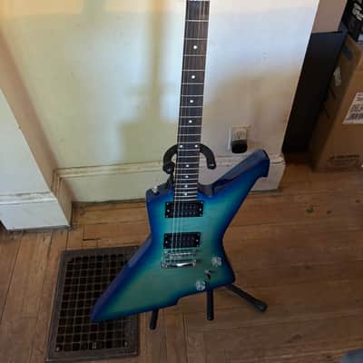 Custom Destroyer/Explorer Style 2026, 2 Tone Blue, Mahogony Body, Maple Neck, Titanium Nut image 1