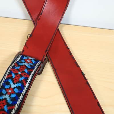 Vintage Ace Embroidered Guitar Strap Red White Blue Strap Clapton Hendrix image 4