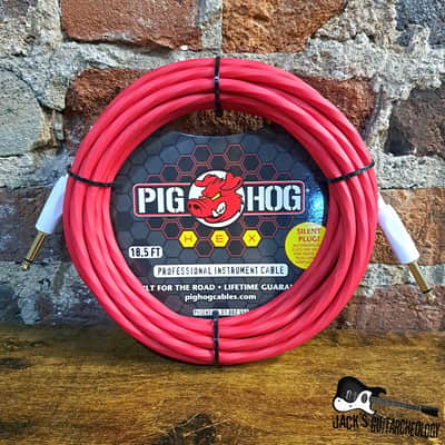 Pig Hog 18.6ft Hex Series Silent Cable - Candy Apple Red