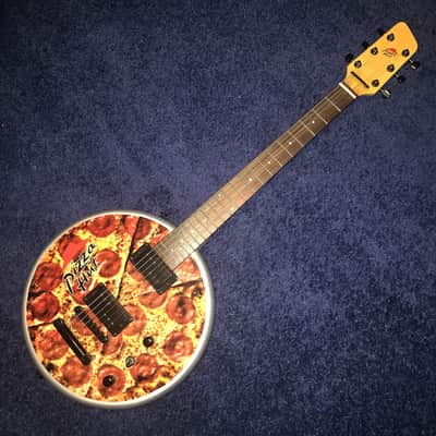 PIZZA HUT Promo Guitar - Dual Humbucker - Black &  Silver - Pizza Graphic image 2