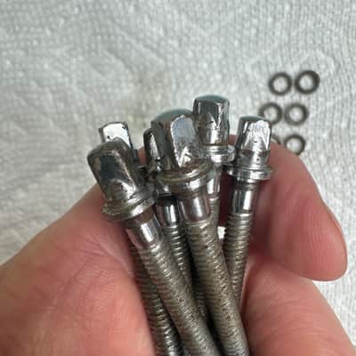 Rogers Lot of 7 Vintage 2” Tom Snare Drum Tension Rods + Washers 70s - Chrome image 6