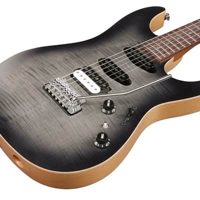 Ibanez TQM2 CUF Tom Quayle Signature Electric Guitar. Flat Charcoal Black Burst with Case image 6