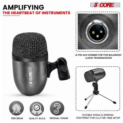 5 Core Conga Mic Snare Tom Microphone Drum Kit Condenser XLR Instrument Mics image 3