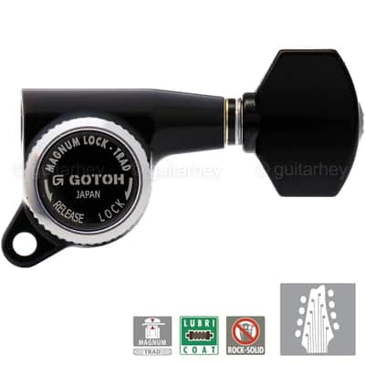 NEW Gotoh SG381-07 MGT Locking Tuners w/ Small Buttons 8-String Set 4x4 - BLACK image 1