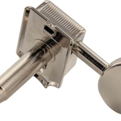 Left-Handed 6-in-line 18:1 Ratio Semi Closed Machine Heads Tuners with Oval Button Split Shaft for Electric Guitar, Nickel image 4