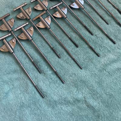 Del Rey MIJ Lot of 12 Bass Drum T tension rods + 11 claws 70s - Chrome image 1