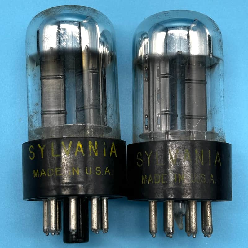 1950s Sylvania 6SN7GTB x2 Vintage Matched Pair Chrome Top Black Plate Tubes!T291 image 1