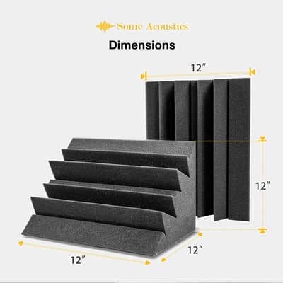 12 Pack Acoustic Foam Bass Trap Studio Foam 12" X 7" X 7" Soundproof Padding Panels Corner Blocks image 2