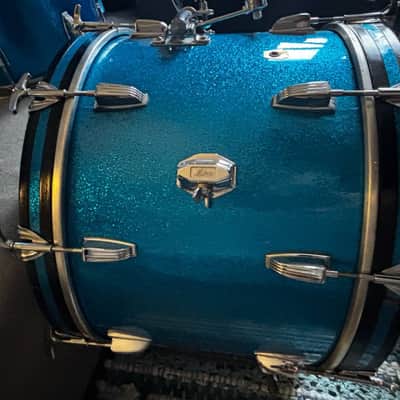 Ludwig 3 ply maple 1969 - 12,13,16,22 Blue sparkle image 10