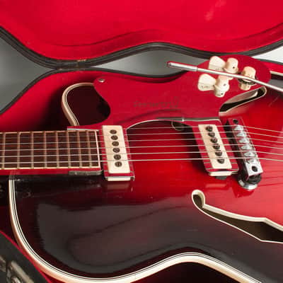 Framus Grand Star Black Rose Model 5/125 Arch Top Hollow Body Electric Guitar (1962), original black hard shell case. image 14