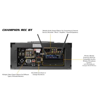 VOCOPRO CHAMPION-REC-BT WIRELESS Bluetooth Karaoke System with Built-In Recorder image 4