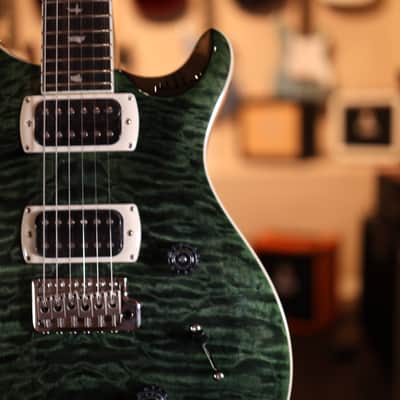 PRS SE Custom 24 Quilt Electric Guitar - Teal Black 1744 image 4