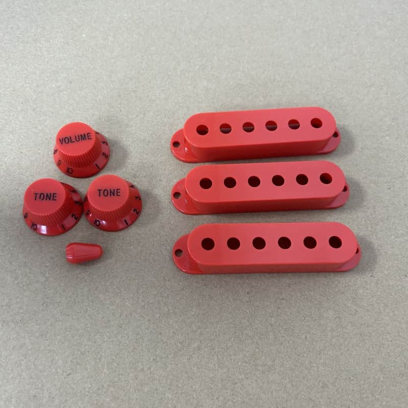 Red Strat Pickup Cover,Knobs,Tips,inch size, Fits Genuine Fender Strat image 1