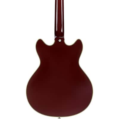 D'Angelico Excel Mini DC Tour Semi-Hollow Electric Guitar With Supro Bolt Bucker Pickups and Stopbar Tailpiece Regular Solid Wine image 2