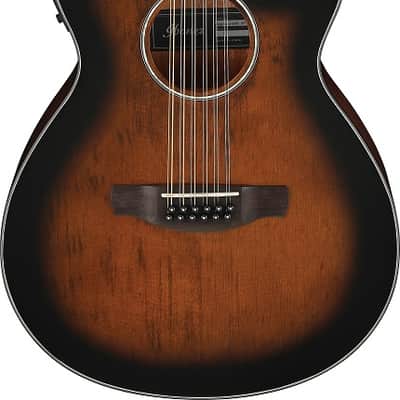 Ibanez AEG5012DVH 12-String Acoustic-Electric Guitar Dark Violin Sunburst image 2
