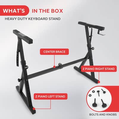 Heavy Duty Folding Keyboard Stand - Sturdy Reinforced Z Design w/ Adjustable Width & Height, Foam Padded Arms, Digital Piano Stand, Fits 54-88 Key Electric Pianos & Used for Travel & Storage image 5