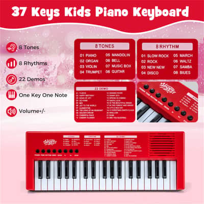 Ozici 37 Keys Kids Electronic Keyboard with Microphone, 8 Tones & 8 Rhythms Piano Toy image 2